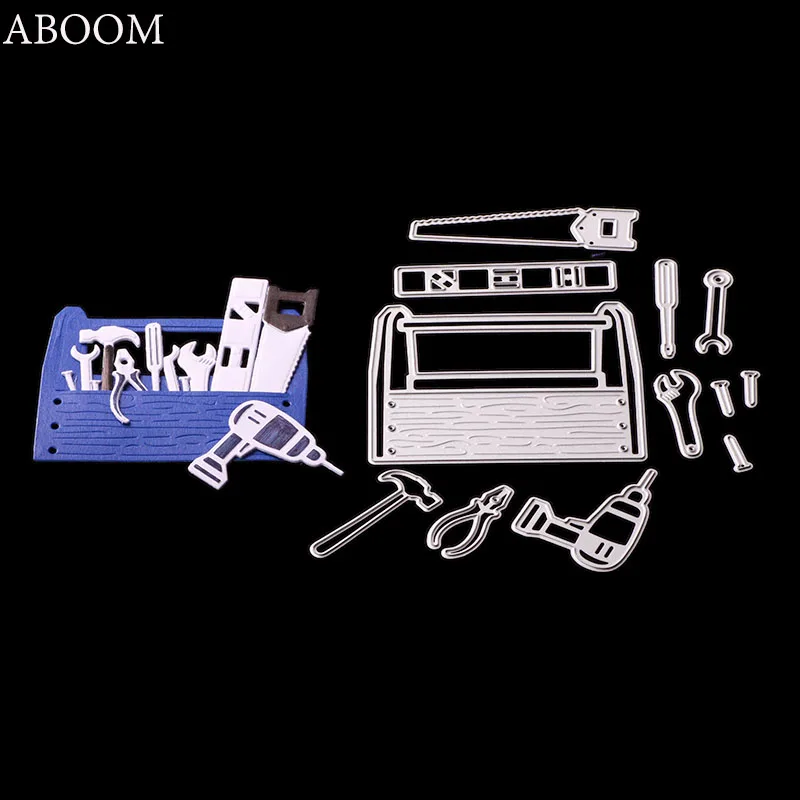 

ABOOM Fresh Metal Cutting Dies Toolbox Etched Die Set Scrapbooking Steel Craft Dies Cuts Embossing Stamps Paper Card Stencils