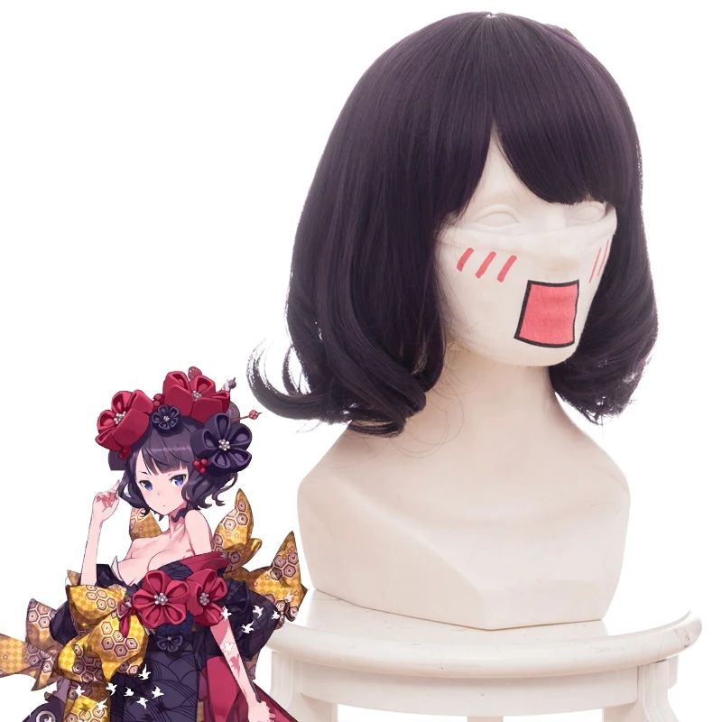 FGO Fate Grand заказ косплей парик Katsushika Hokusai чудесный фиолетовый пучок Короткие