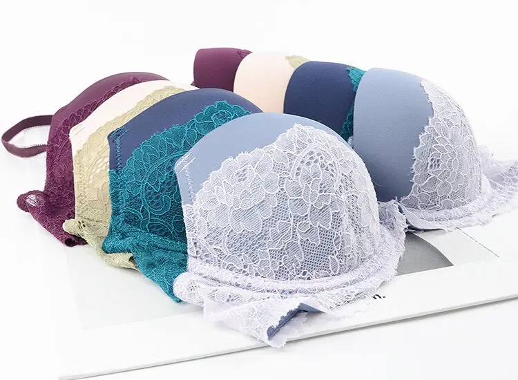 Newest Spell Color Sexy Women Bra Sets Lace Embroidery VS Bra Push Up Underwear Bras Brief Sets