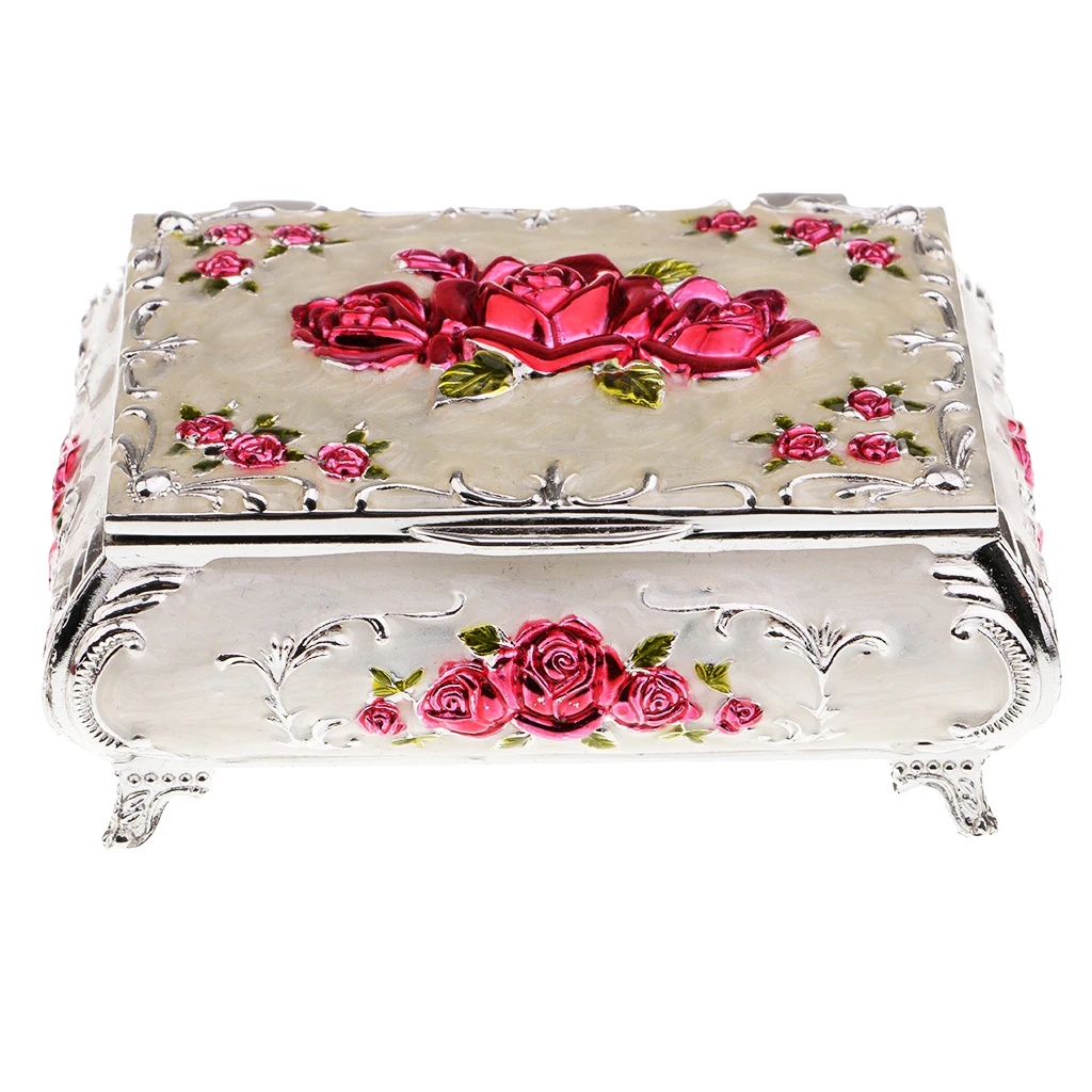 

Phenovo New Arrvial Style Diamond Jewelry Box Jewelry Storage Box Wedding Gift White