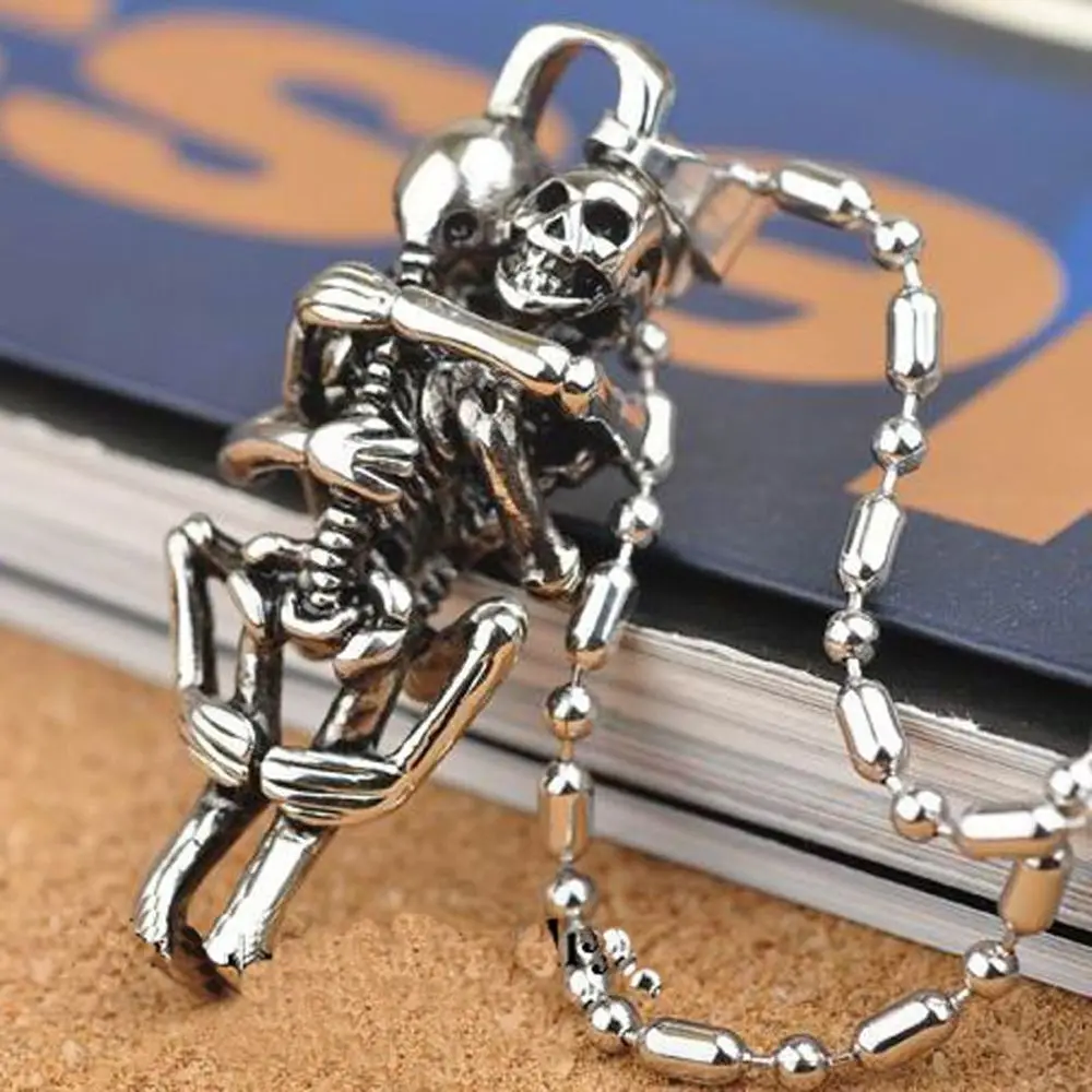 Stainless Steel Double Skull Pendant Chain cross Necklace for Men Infinity Tibet Silver Black jewelry New Arrival - Image 3