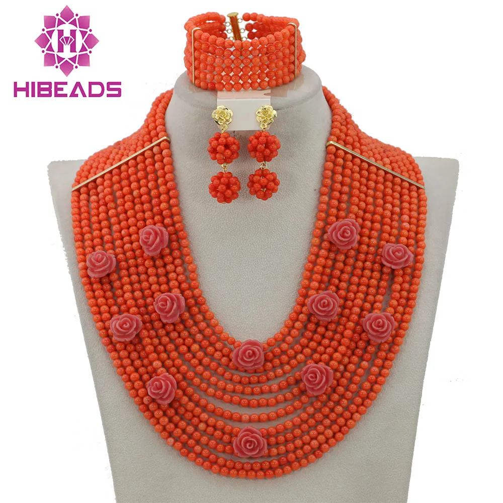 Buy Marvelous African Pink Coral Beads Jewelry Set