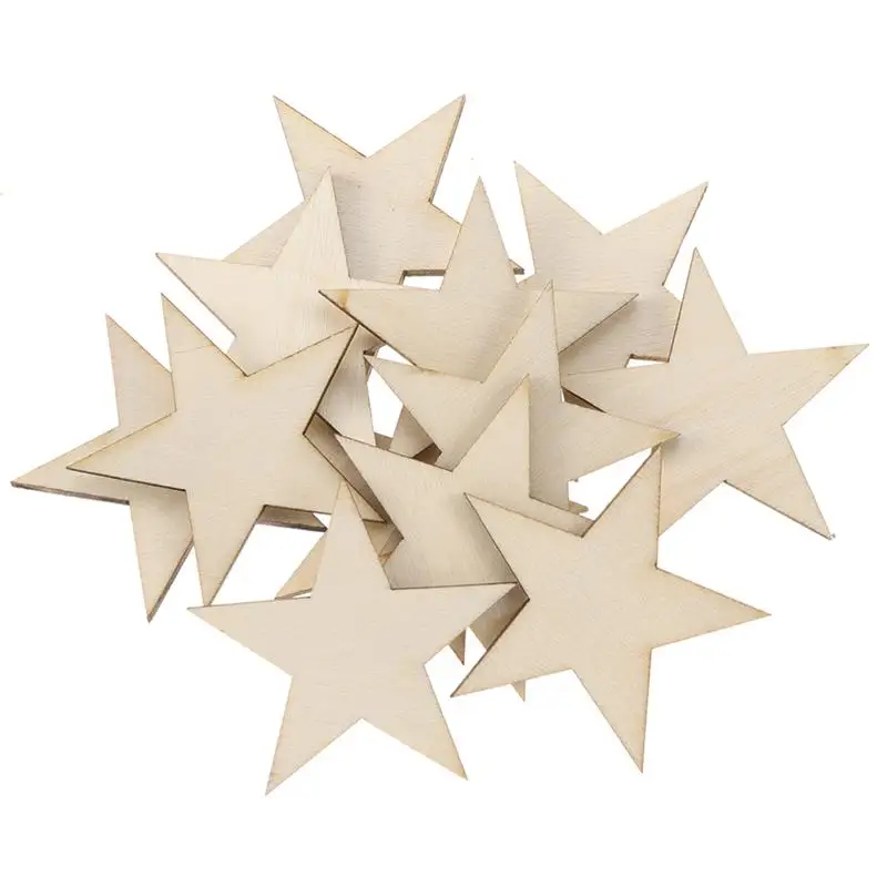 

100pcs Wooden Stars Slices 30mm Creative DIY Painting Crafts For Arts Crafts DIY Decoration Birthday Wedding Display Decor A3