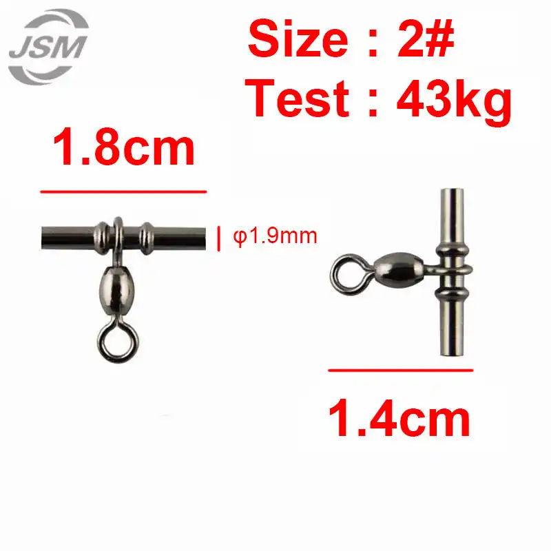 50Pcs Crimp Swivels Cross-Line Size 1 3 5 10 2//0 Sea Fishing Line Rig Wire Trace