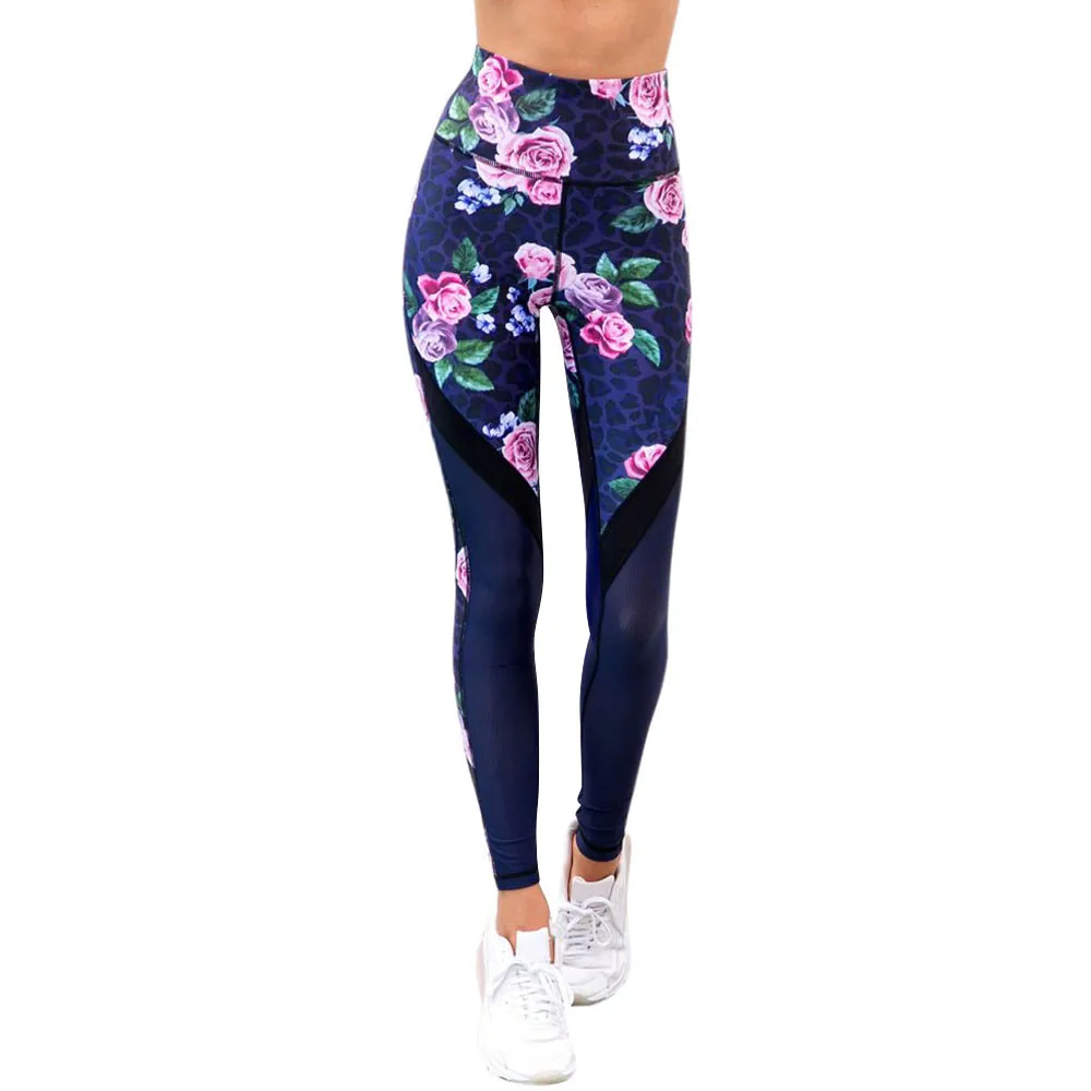 Женские модные леггинсы с высокой талией, с цветочным принтом, для фитнеса, йоги, бега, фитнеса, тренировок, спортивные штаны, эластичные штаны
