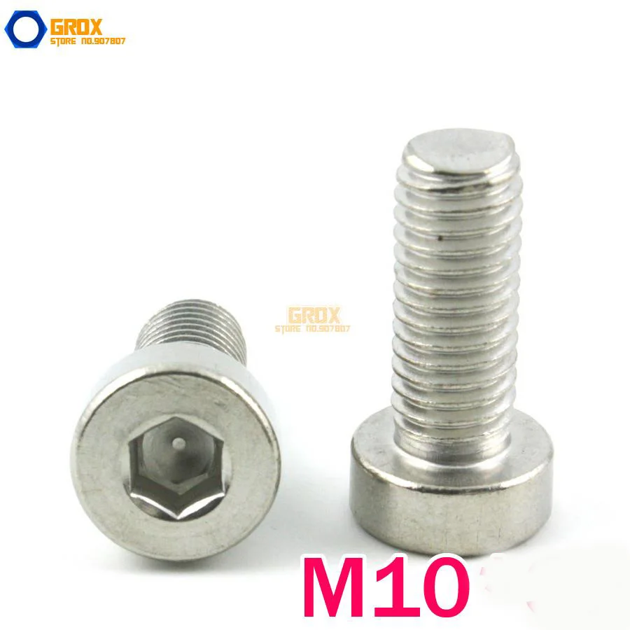 M10 Thin Cap Head Allen Bolt Screw 304 Stainless Steel DIN7984in Bolts
