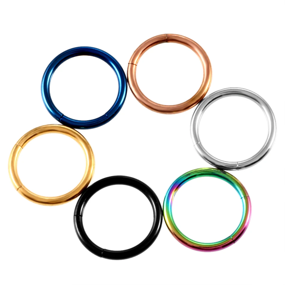 

6PCS 16G Surgical Steel Bead Circular Piercing BCR Nose Ring Septum Nose Hoops Segment Rings Body Jewelry Wholesale