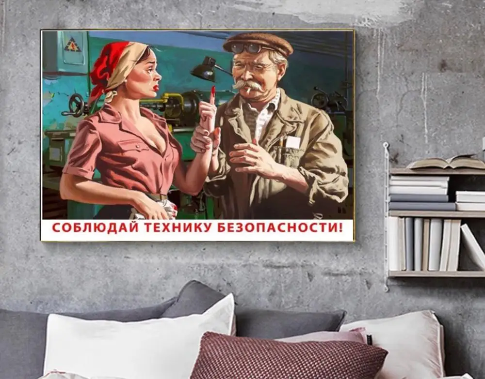 Русская Сексуальная кровотечение пальцы Pin Up Девушка и плакат с рабочим Винтаж