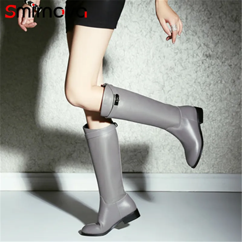 

Smirnova HOT fashion boots ladies 2018 ladies thick heels genuine leather boots elegant pointed toe boots for woman shoes black