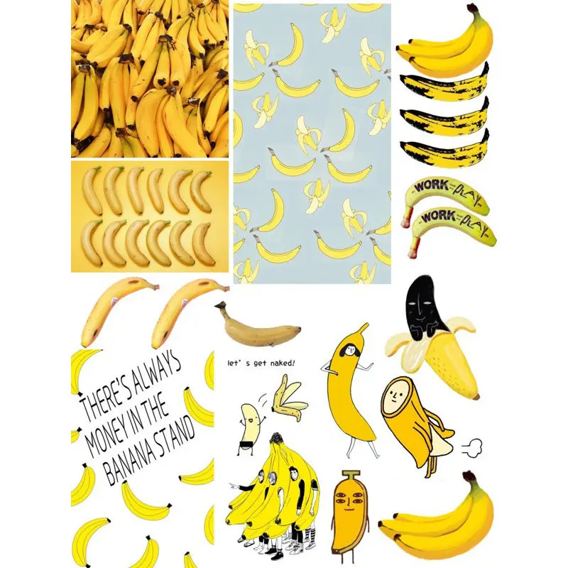 

2 PCS Kawaii Yellow Fruit Banana DIY Uncut Decoration Scrapbook Stationery Diary Sticker Planner Cute Label Travel Stickers
