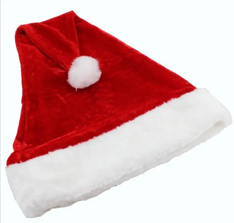 Christmas Hat Adult Christmas Party Cap Red Plush Hat Santa Claus Costume Decoration Gift 1pcs