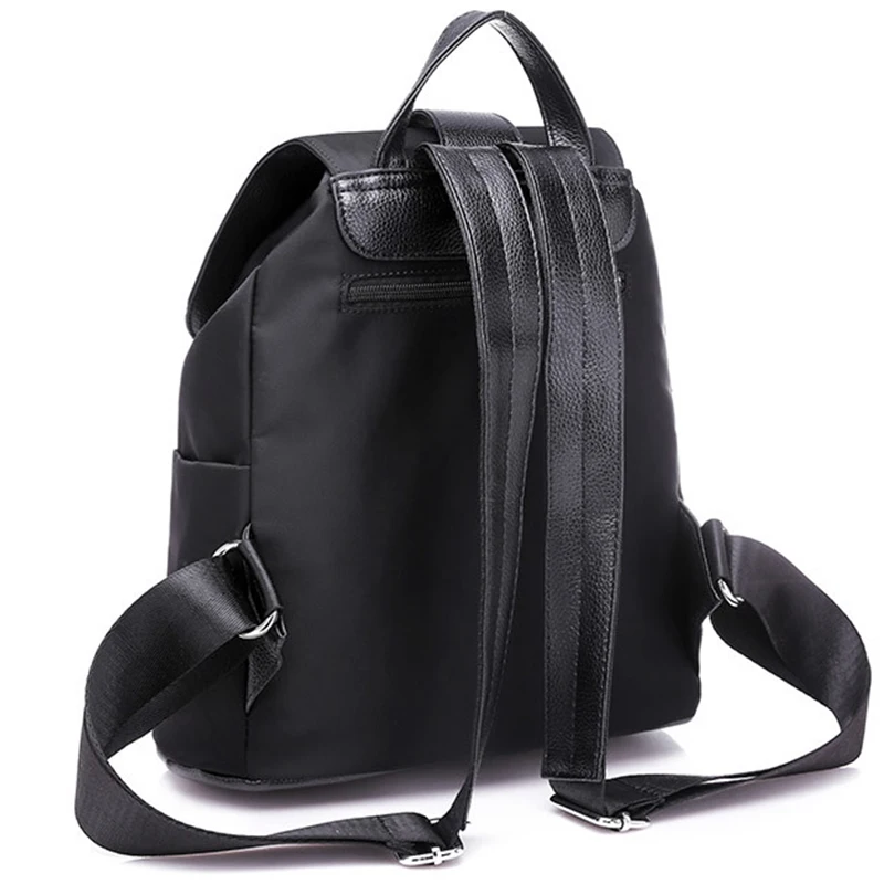 Las mujeres Mochila bolsas para la escuela adolescente chicas de Nylon de la cremallera de cierre de diseño negro mujer Mochila mujer, Mochila de moda saco un Dos