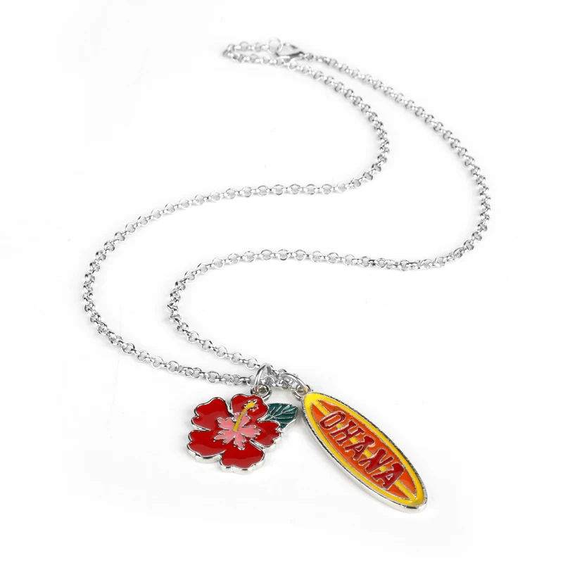 Мультфильм брелок сплав стежка цепочки и ожерелья брелок OHANA ожерелье в виде цветов цепочки и ожерелья Модный чокер с бижутерией llaveros