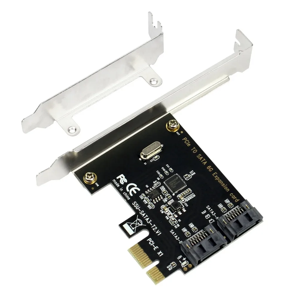 Mini PCI-E Express to SATA3.0 2-Port SATA III SSD Expansion Adapter Card 6G