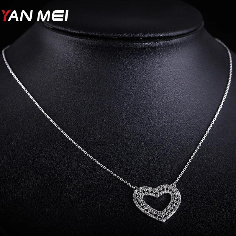 

YANMEI Crystal Hearts Pendant Necklaces For Women Cublic Zircon Link Collier Collar Elegant Necklace YMD1321
