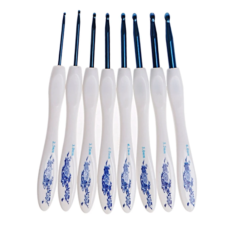

8 Size Crochet Hook Knitting Needles Set Plastic Grip Handle 2.5mm-6mm Loom Tool Apparel Sewing Needle kit