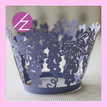 

50pc free printable laser cut grape vine Hollow Out Cake Paper Wrap Cupcake Wrapper Wedding Decor Birthday party Decoration