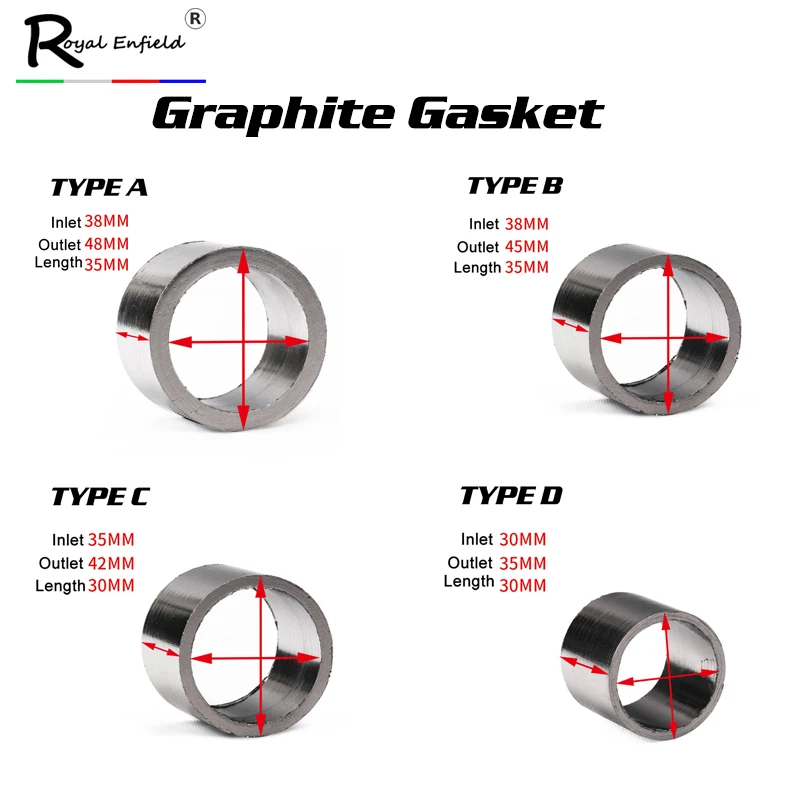 35 мм 42 мм 45 мм 48 мм Мотоцикл Авто выхлопная труба Графит Прокладка для глушителя глушитель прокладка уплотнительное кольцо
