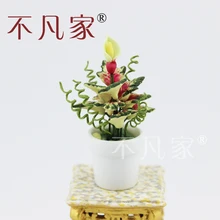 1/12 Масштаб Кукольный прекрасный ручной работы Цветы в горшках