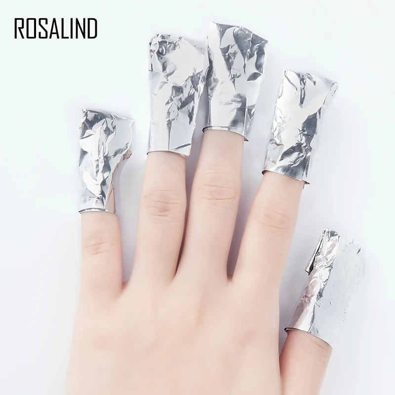 ROSALIND 50 шт./комплект безворсовые салфетки для маникюра алюминиевые салфетки для снятия лака для ногтей Очиститель УФ гель-обезжириватель обертывания