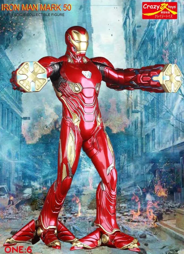 Сумасшедшие игрушки Marvel Мстители Железный человек MK50 1:6 ПВХ Коллекционная