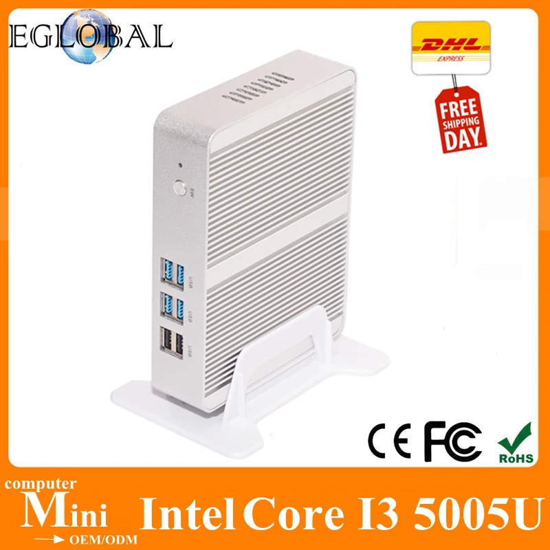 Процессор EGlobal fanless mini pc windows10/linux/Ubuntu 4G RAM 128 г SSD Intel Nuc Core i3 5005u мини-компьютер HD Graphics5500 300 м WI-FI