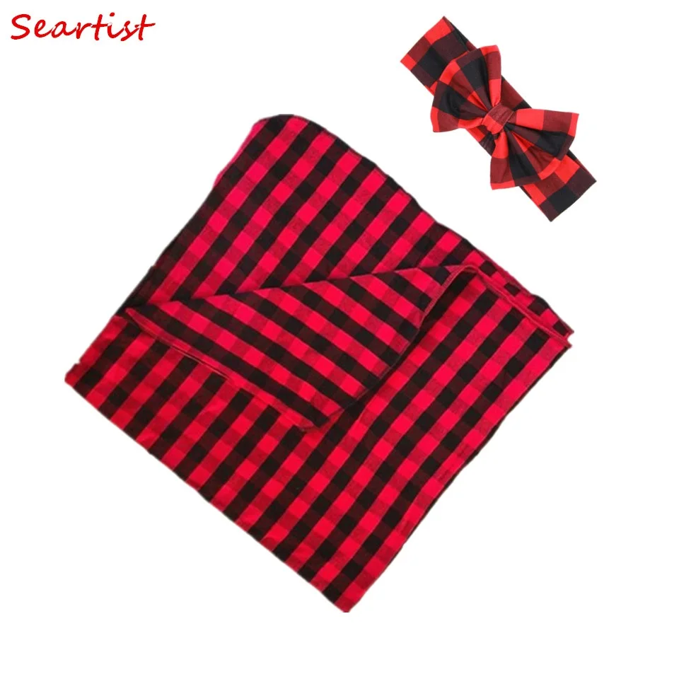 Seartist Baby Boys Girls Red Plaid Valentine's Day Swaddle Blanket