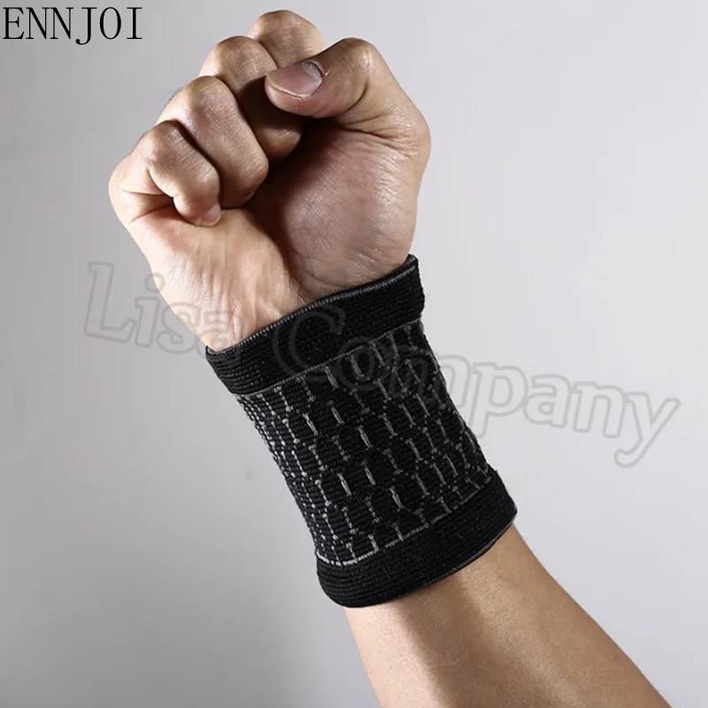 New one pair Nylon Black Wristbands Sport Sweatband Hand Band Wrist