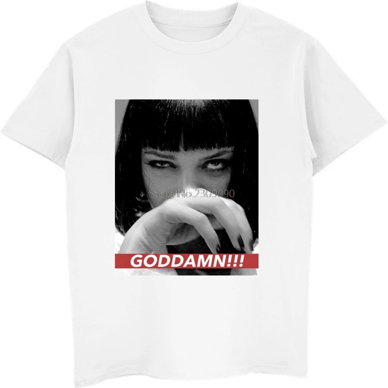 

Mia Wallace Quentin Movie Pulp Fiction T-Shirts Men's Cotton Short Sleeve T-Shirt Hip Hop Tees Tops Harajuku Streetwear