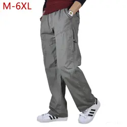 M-6XL хлопок Для мужчин Повседневное грузовые тактические брюки осень плюс Размеры мешковатые Мужская одежда военные прямые брюки для бега