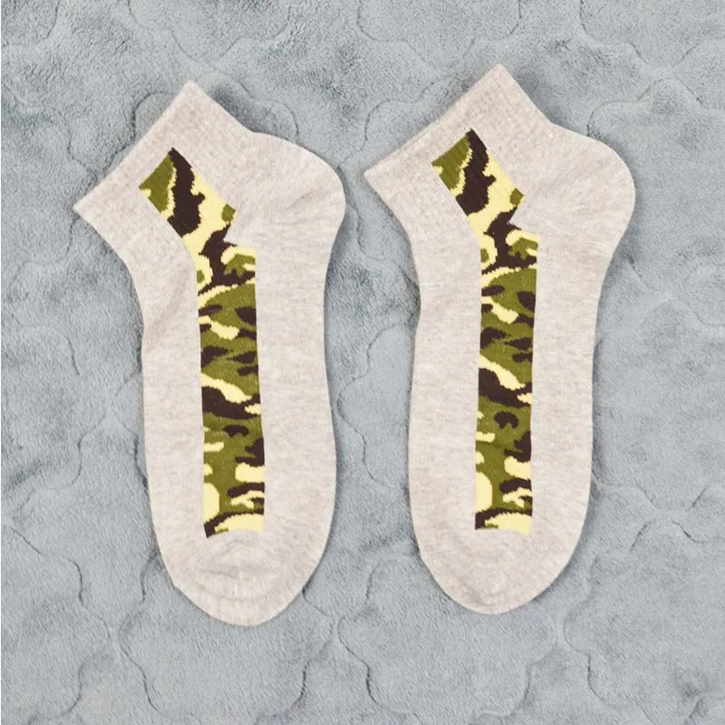 Хлопковые мужские короткие носки с низкой талией, носки-лодочки, камуфляжные перекладины, деловые Повседневные Дышащие мужские носки - Цвет: 1