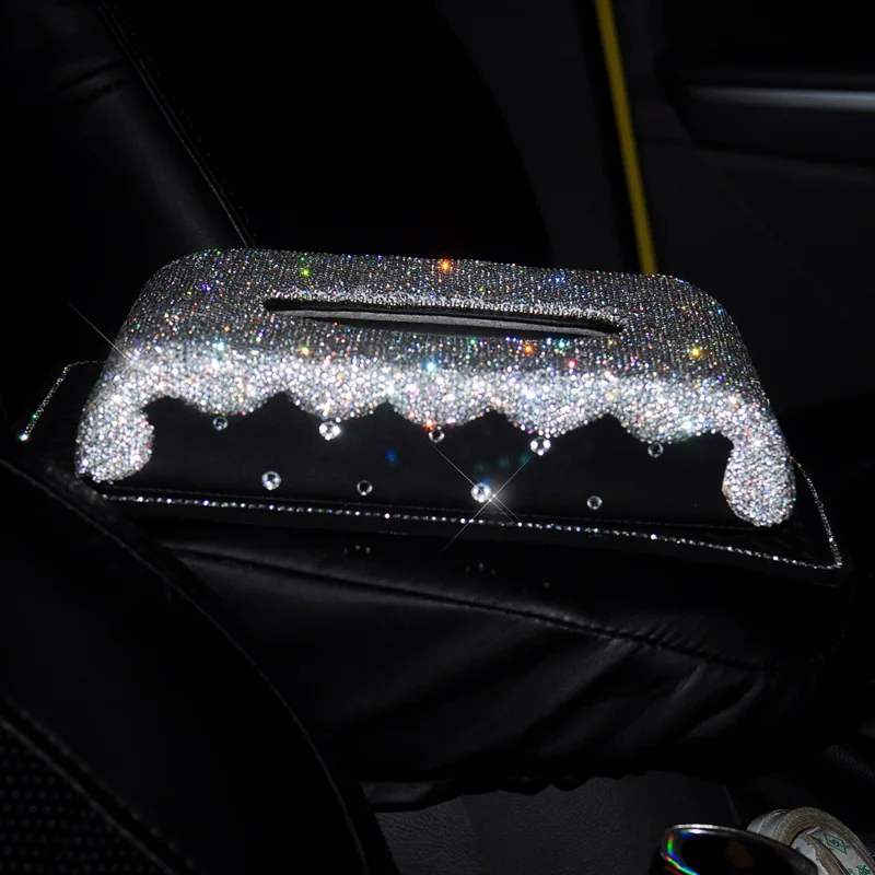 Caixa de Tecido do Carro Viseira tipo Glitter Papel para Meninas Acessórios do Carro Criativo Bling Cristal Diamante Tecido Caixa Capa Suporte Feminino 9 carro viseira tipo glitter diamante tecido caixa