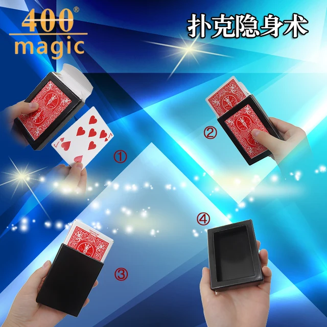Magic poker deck disappear invisibility card case magic box / box