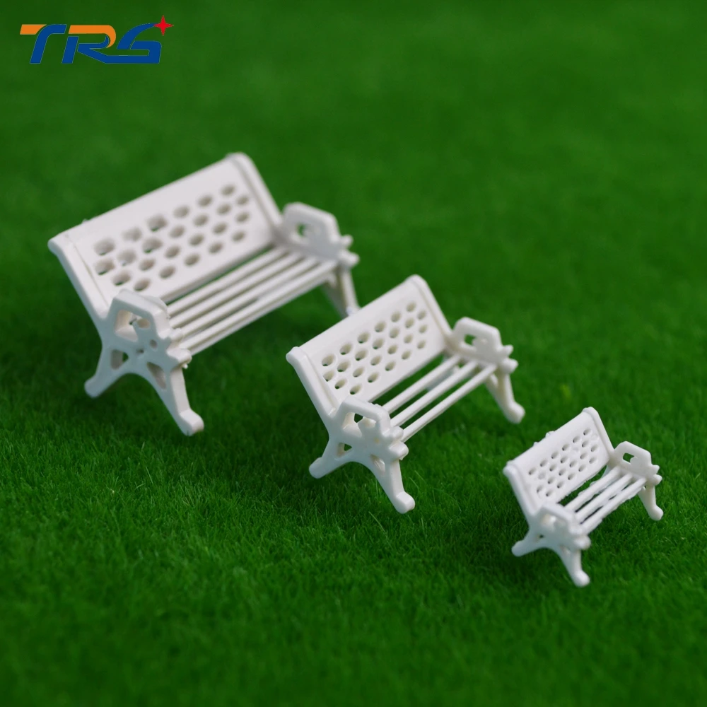 

Teraysun Architectural Model Making HO N scale Model Bench Chair 50pcs Miniature White Plastic Model Garden Bench/Park Bench