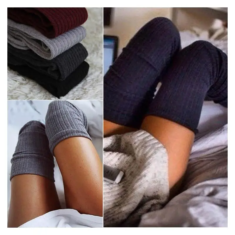 Женские теплые вязаные носки зимние теплые женские носки до бедра
