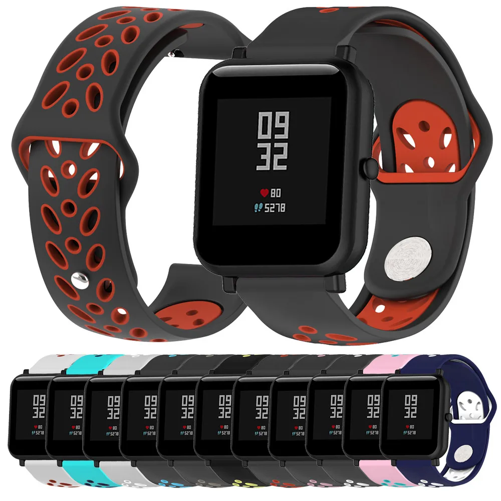 

Double Colour Soft Silicon Watch Band Wirstband For Huami Amazfit Bip Watch leather watchband leather watch strap nato strap