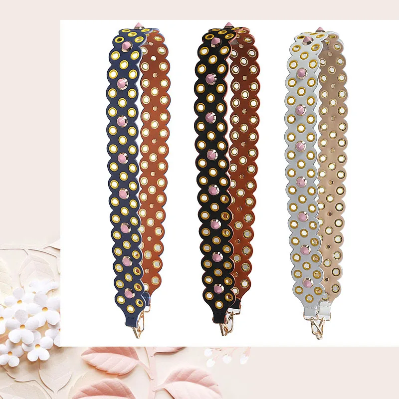 A556 Cow Leather Shoulder Straps For Handbags Accessories Belt Hole