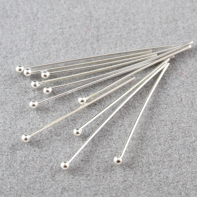 100 Pcs 20 Ga 40mm Silver Plated Flat Head Pin, Silver Flat Head