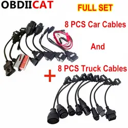2019 OBDIICAT-CDP 8 шт. полный комплект автомобильных кабелей + 8 шт. грузовых кабелей для tcs pro plus/MVD/Kess кабеля