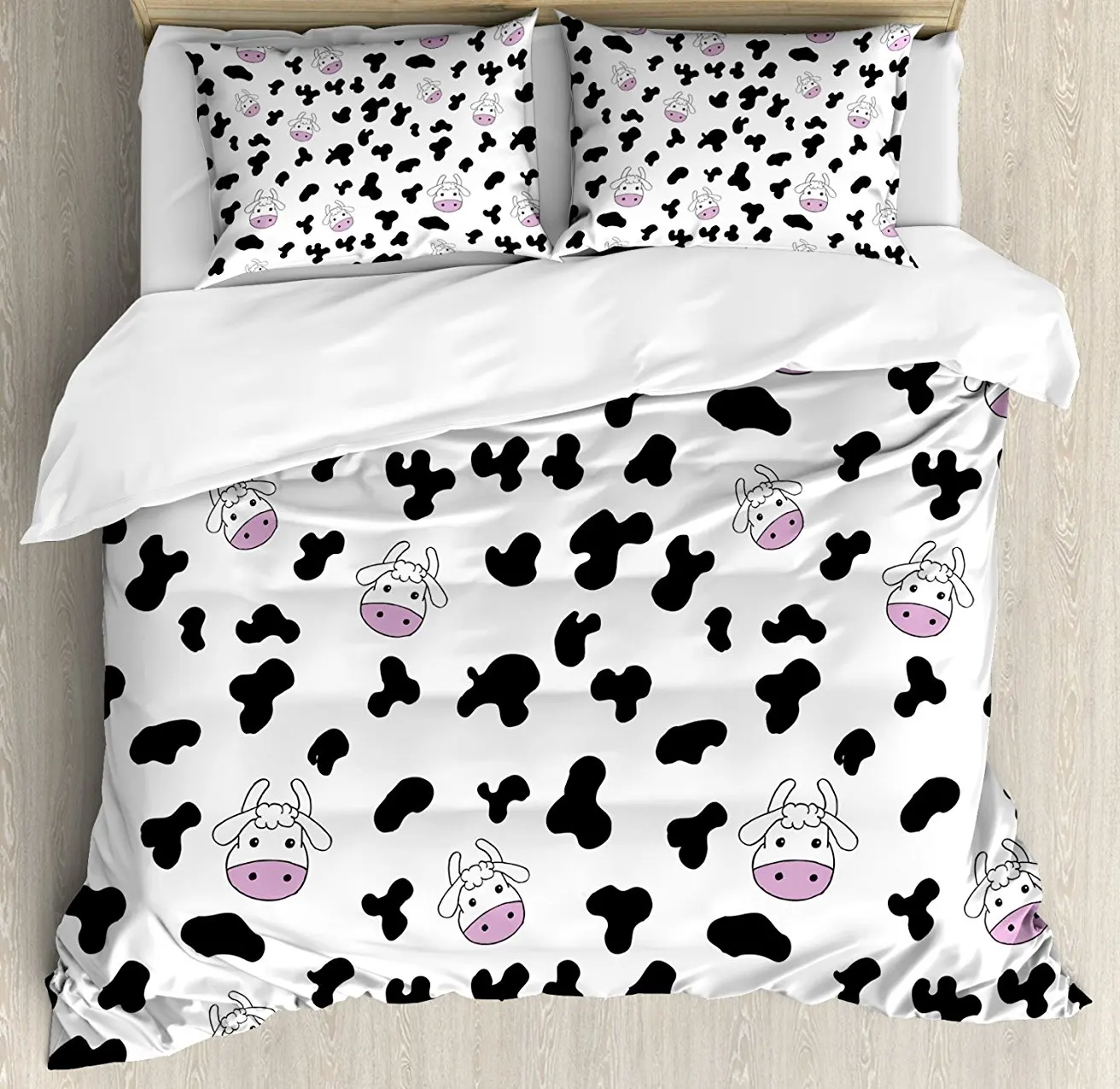 Cow Print Duvet Cover Set Animal Cow Hide Pattern Doodle Cartoon