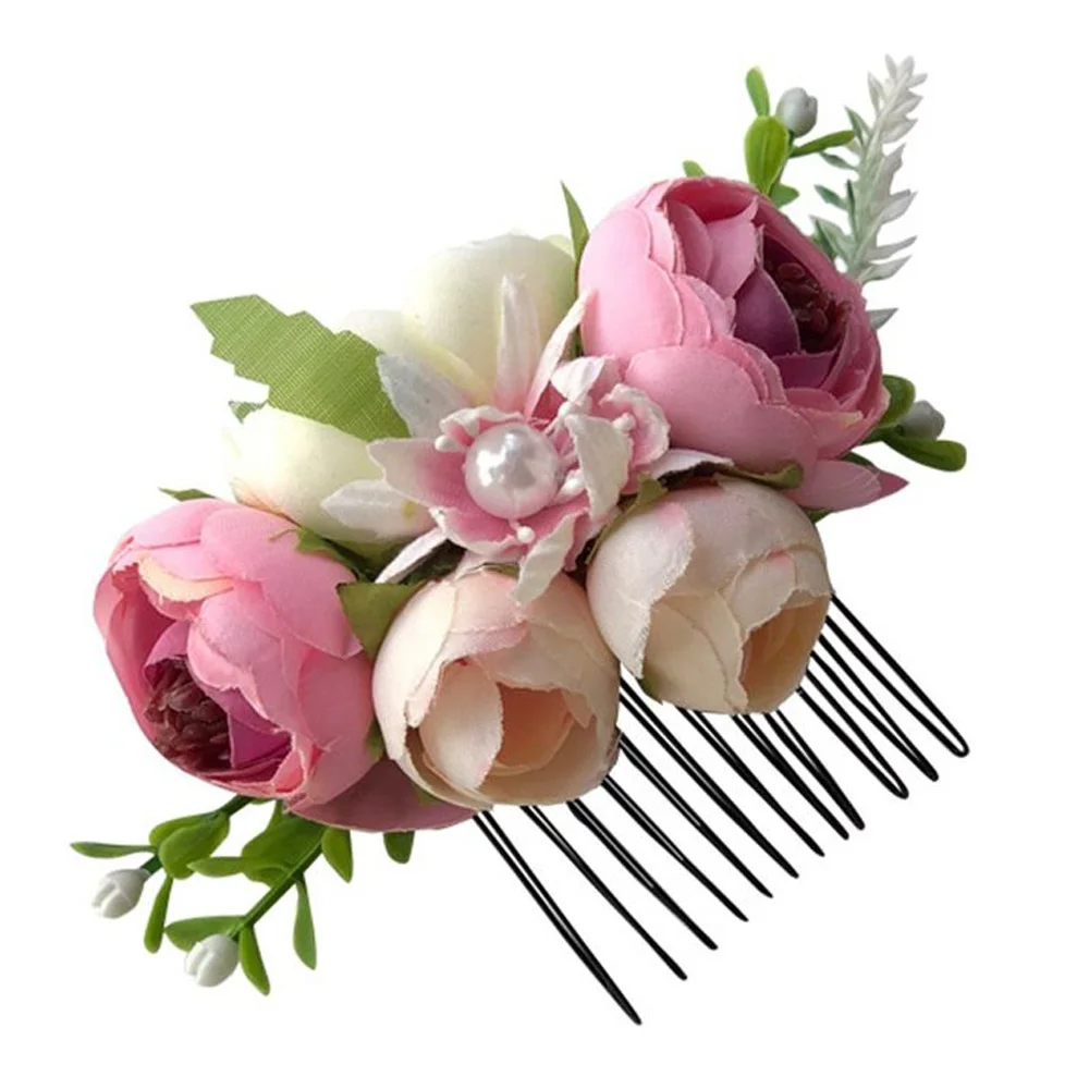 

1PC Fashion Flower Pearl Hairpin Artificial Flower Leaves Girls Photography Hair Clip Green,Red,Pink,Purple Floral Children Gift