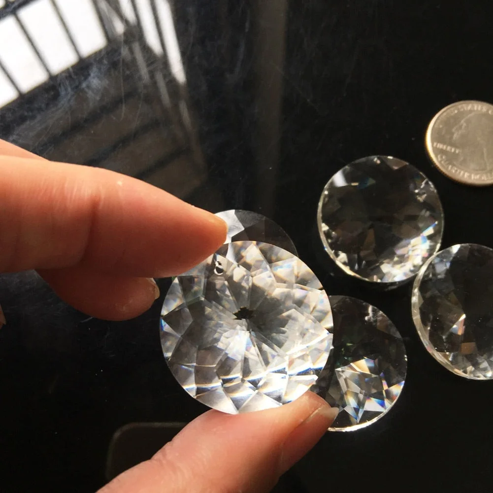 10Pc Clear Glass Crystal Lamp Pendant Chandelier Drop Faceted Prisms Decor DIY 