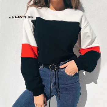 

Women Drop Shoulder Colorblock Drawstring Waist Sweatshirt
