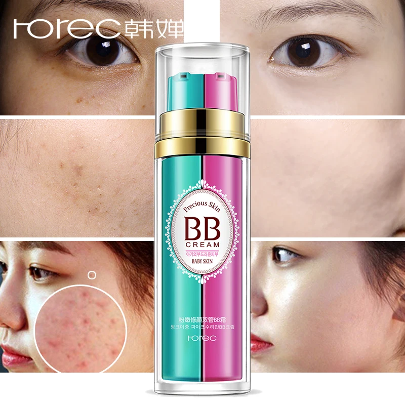 

ROREC Face Concealer BB Cream Beauty Makeup Base Cosmetics Double-barrelled Cream Liquid Skin CC Cream Moisturizer Oil-control