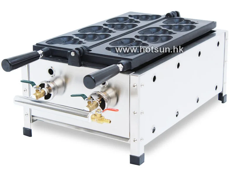 Commercial Non stick 6pcs LPG Gas Poo Shaped Waffle Maker Iron Machine