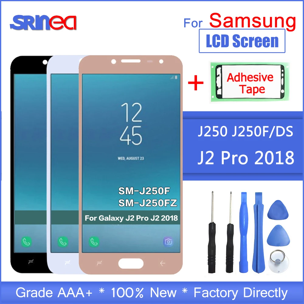 

For Samsung Galaxy J2 pro 2018 J250 J250F LCD Display And Touch Screen Digitizer Assembly Adjust Brightness+Adhesive Tape+Tools