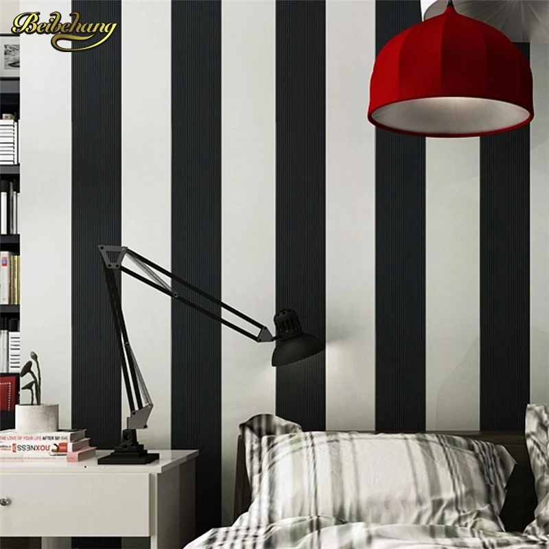 Beibehang papel de parede 3d para paredes moderno breve vertical preto ...