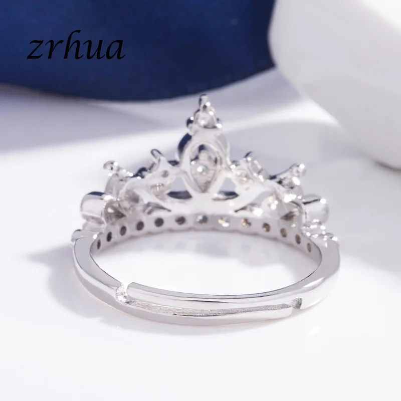 ZRHUA 30% серебряное кольцо роскошная Корона ювелирное изделие на палец Сияющее