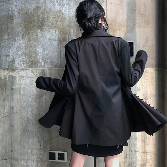 TWOTWINSTYLE Autumn Women’s Suit Blazer Notched Collar Long Sleeve Asymmetric Slim Blazer Female Jacket Fashion Clothing Tide