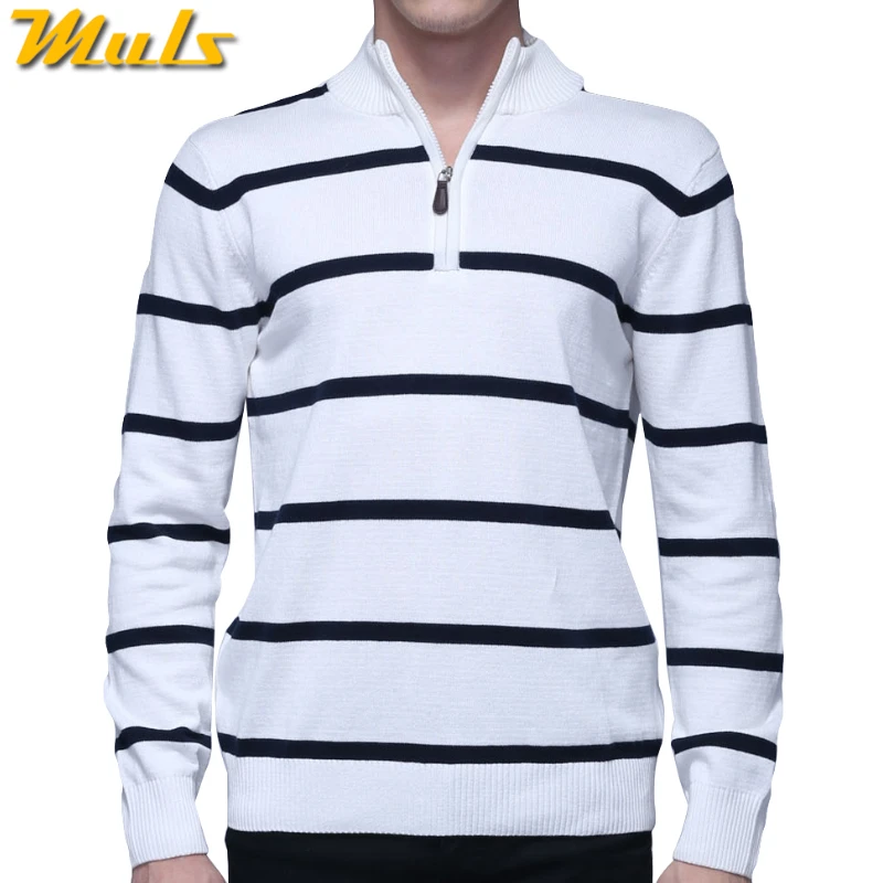 Мужской трикотажный свитер поло в полоску 3 цвета|sweater men pullover|striped sweater menbrand |